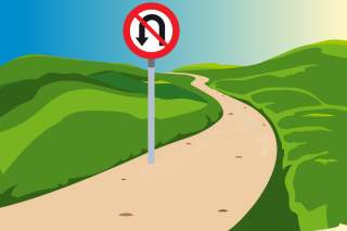 Illustration: Ein Weg, daneben ein Verkehrszeichen 