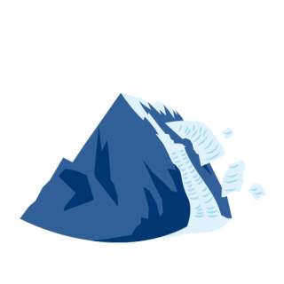 Illustration eines Gletscherabbruchs als Folge des Gletscherrückgangs