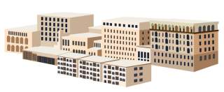 Illustration eines großen Hotelkomplexes