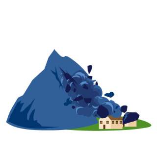 Illustration eines Bergsturzes