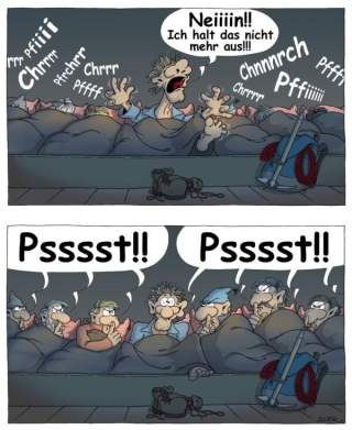 Cartoon einer Nacht auf der Berghütte
