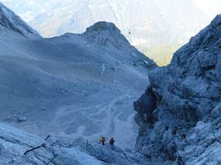 Blick vom Klettersteig auf Wiener Neustädter Hütte