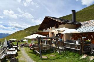 Almhütte mit Wiesen