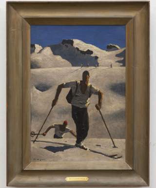 Wintersportler gemalt von Alfons Walde