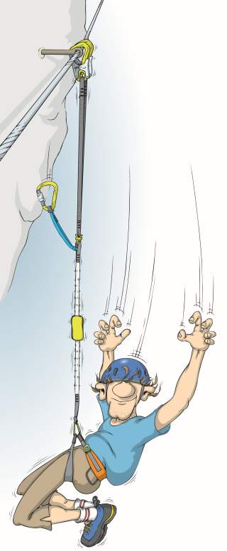 Illustration Sturz ins Klettersteigset