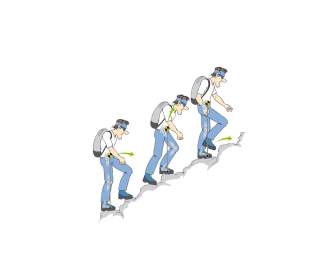 Illustration eines Menschen beim Berggehen