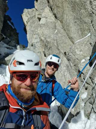 Seilschaft im Gebirge. Sebi Brutscher und Josef Vögele vom DAV Expedkader