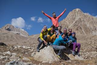 Der Frauen Expedkader 2014-2016 auf ihrer Abschlussexpedition in Tadschikistan..