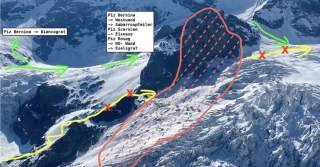 Eine Visualisierung vom Felssturz-Gebiet am Piz Umur.
