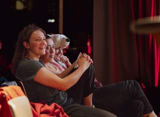 Amelie, Laura und Dörte bei Abschlussabend.