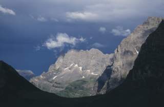 Abziehendes Gewitter am Hohljoch im Karwendel.