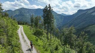 Radfahren auf einem Forstweg im Salzkammergut