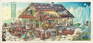 Illustration einer Alpenvereinshütte