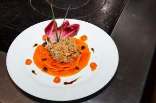 Muskat-Vanillekürbis mit Bulgur von der Nördlinger Hütte, Foto: Tobias Müller