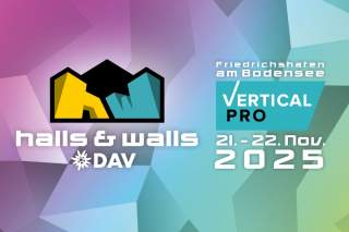 Logo und Schriftzug der Kletterhallenmesse Halls & Walls mit Datum 21.-22. November