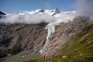 Gletscherzunge die deutlich zurückgegange ist am Schlattenkees, Venedigergebiet, NP Hohe Tauern.