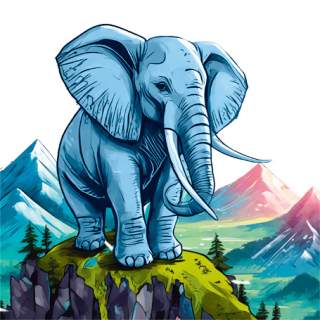 Grauer Elefant auf Bergspitze symbolisiert den sprichwörtlichen Elefant im Raum