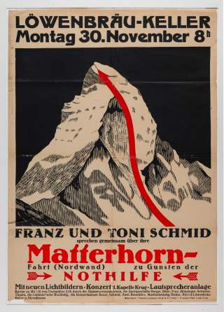 Historisches Plakat zu einem Vortrag über die Matterhorn-Nordwand