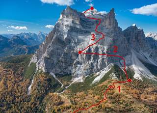 Aufstiegsroute zum Gipfel des Monte Pelmo