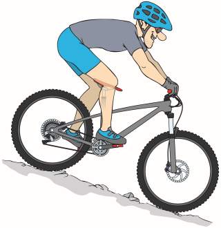 Position in steiler Abfahrt