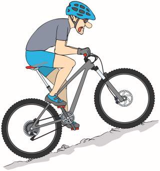 MTB-Position in steiler Bergauffahrt
