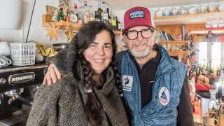 Die Hüttenwirtsleute Fabio Tschurwald und Irene Pittino vom Rifugio Celso Gilberti