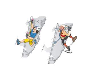 Illustration von zwei Menschen am Klettersteig