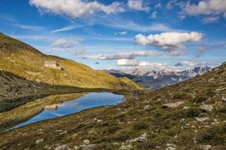 Blick auf die Radlseehütte und das umliegende Panorama