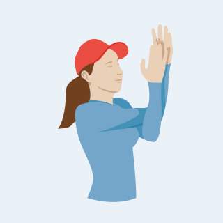 Illustration einer Frau, sie zeigt eine Armschlaufe
