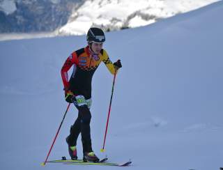David Jost (DAV Allgäu-Immenstadt) beim EM-Vertical Rennen in Flaine (FRA)