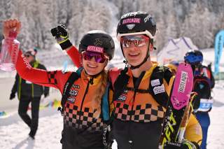 Tatjana Paller (DAV Tölz) und Finn Hösch (DAV Bergland München) nach ihrem 4. Platz beim Mixed Relay Weltcup von Val Martello (ITA)