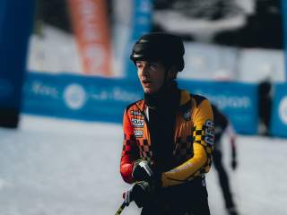 David Sambale (DAV Allgäu-Kempten) beim Vertical Weltcup im französischen Courchevel