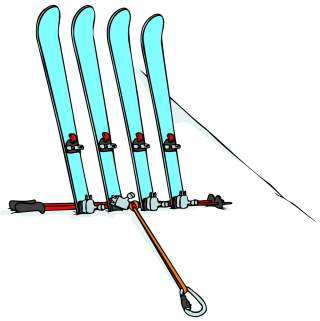 Rammski mit Skistöcken