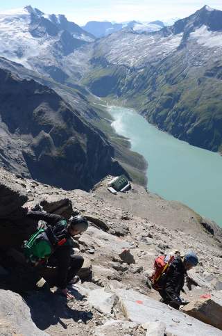 Steile Rinne beim Abstieg zum Heinrich-Schwaiger-Haus, Foto: Andi Dick