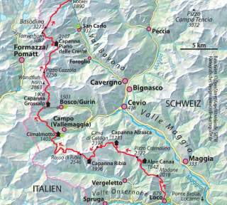 Kartenausschnitt der Route