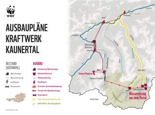 Illustration der Pläne für ein Wasserkraftwerk im Kaunertal