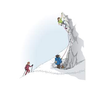 Illustration von Menschen im Winter beim Felsklettern