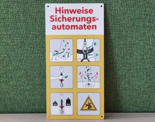 Hinweisschild für Sicherungsautomaten