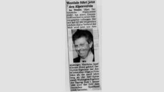 Scan eines Zeitungsartikels. "Westfale führt jetzt den Alpenverein" lautet die Überschrift eines kurzen Beitrags inkl. Portaitfoto.