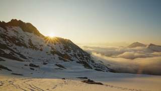 Auf dem Weg zum Grossvenediger bei Sonnenaufgang.