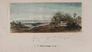 Historisches Gemälde des Flusses Ganges von Hermann Schlagintweit. Gemalt 1855.