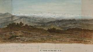 Aquarell der Himalaya-Kette - gemalt von Adolph Schlagintweit 1855.