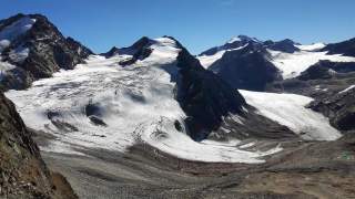 Geplanter Erschließungsraum: Linker Fernerkogel mit Mittelbergferner, Karlesferner und Hangender Ferner.