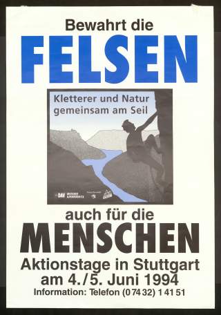 Plakat aus dem Jahr 1994 für Aktionstage gegen Kletterverbote