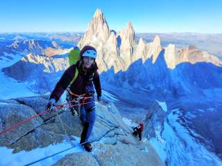 Alpinistin Lise Billo am Cerro Torre