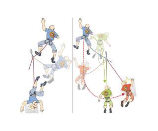 Illustration von fallendem Menschen beim Klettern