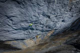 Stephan Siegrist mit Kletterpartner an der Jungfrau in der Schweiz.