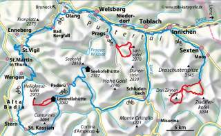 Karte mit Route der Dolomitentour