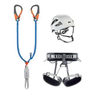Freisteller von Klettersteigset und Helm