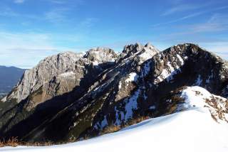 Schneesituation am Mittwoch an der Rotwandlspitze (Karwendel)